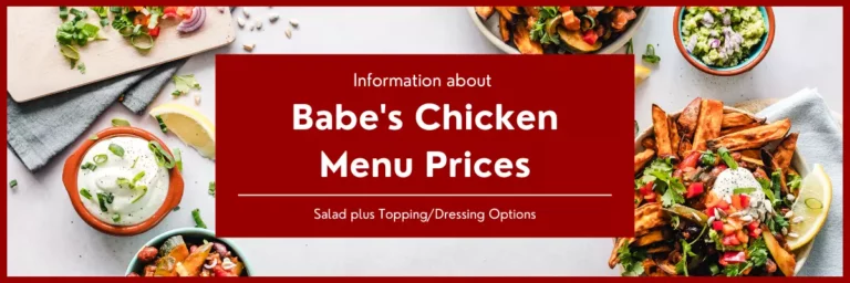 Babe’s chicken menu prices of Different Items