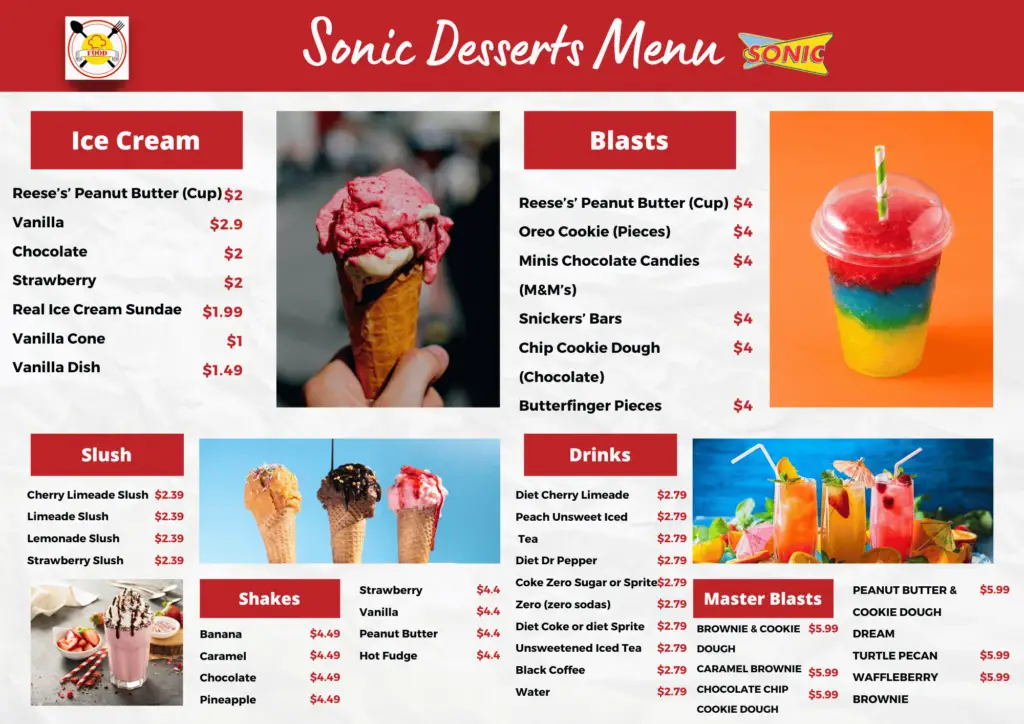 Sonic Desserts Menu