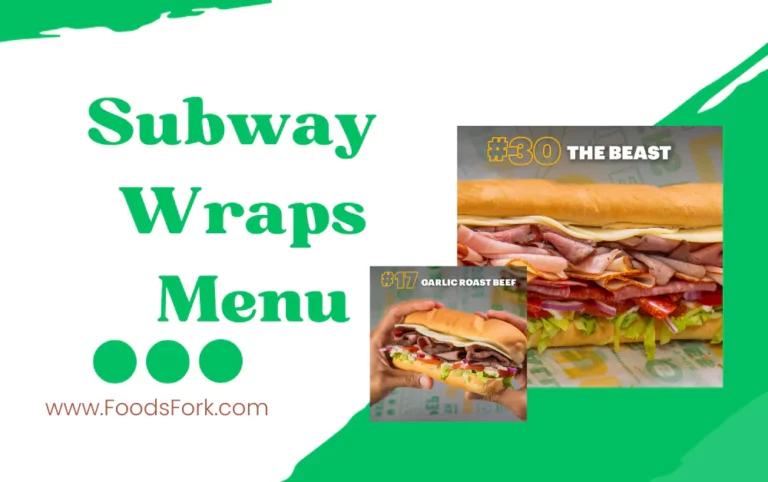 Subway Wraps Menu With Prices & Calories